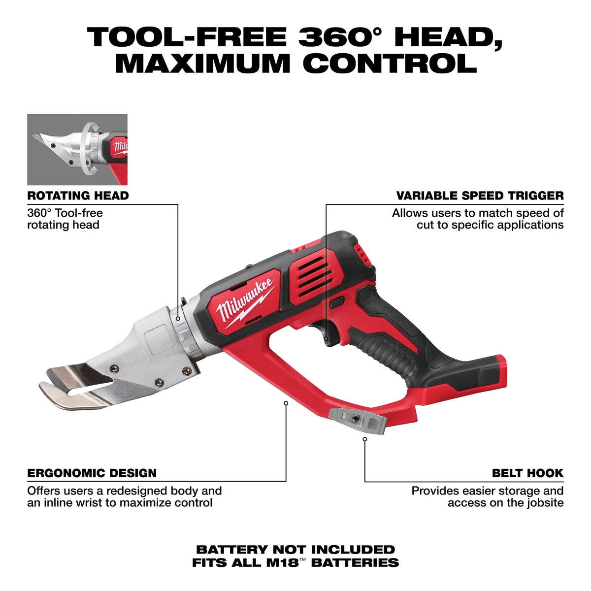 Milwaukee 2637-20 M18™ 18 Gauge Single Cut Shear