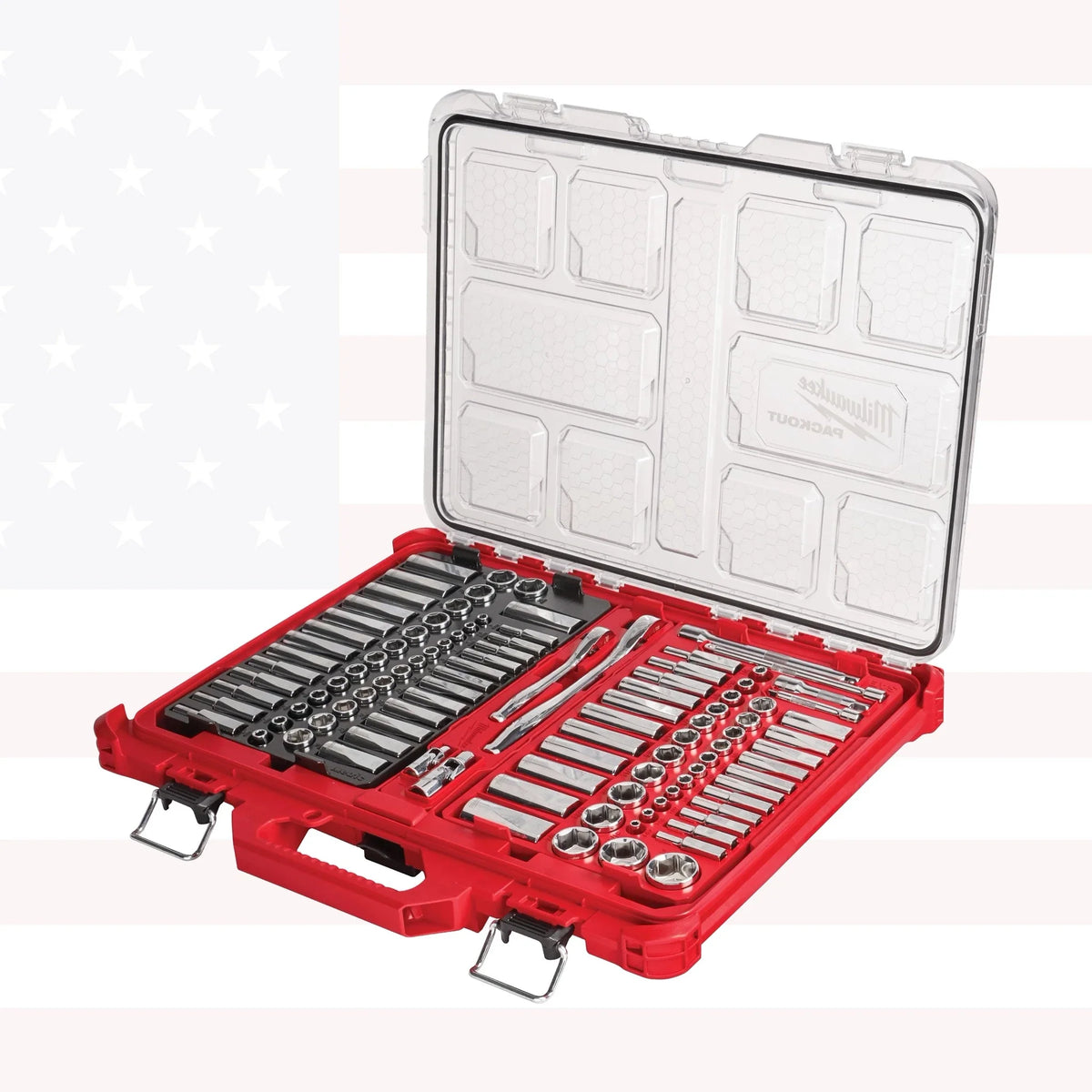 Milwaukee 48-22-9486 106pc 1/4" and 3/8" Metric & SAE Ratchet and Socket Set with PACKOUT Low-Profile Organizer