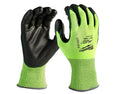 Milwaukee High Visibility Level 4 Cut Resistant Polyurethane Dipped Work Gloves