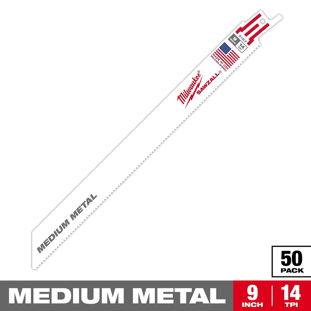Milwaukee 48-01-6187 9" 14 TPI SAWZALL® Blade for Medium Metal 50PC