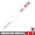 Milwaukee 48-01-6187 9" 14 TPI SAWZALL® Blade for Medium Metal 50PC