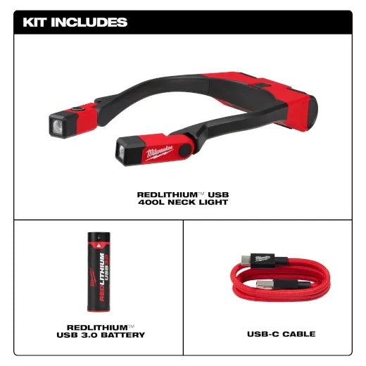 Milwaukee 2117-21 REDLITHIUM™ USB 400L Neck Light (Open Box)