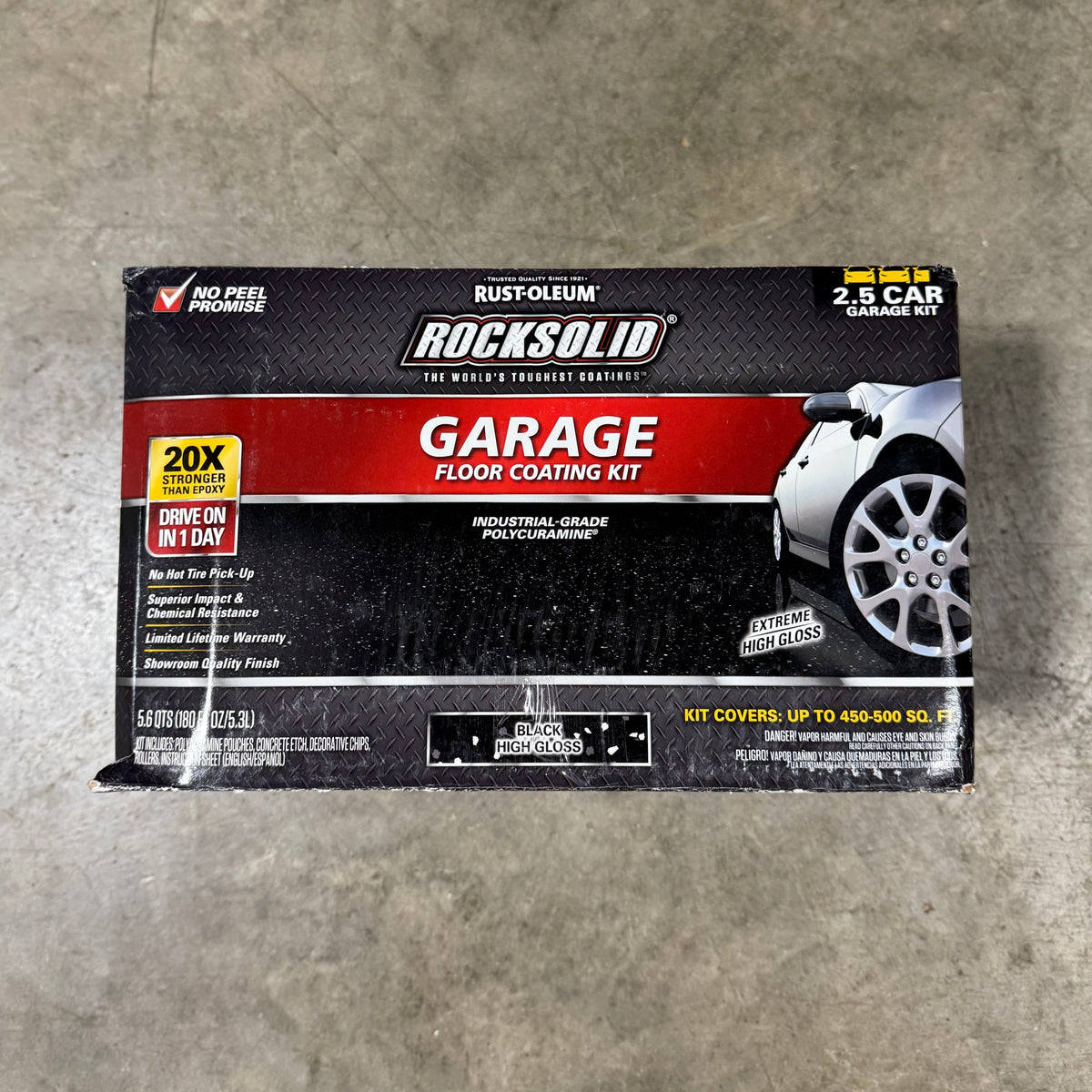 Rust-Oleum ROCKSOLID Polycuramine 2.5 Car Garage Floor Kit - Black High Gloss