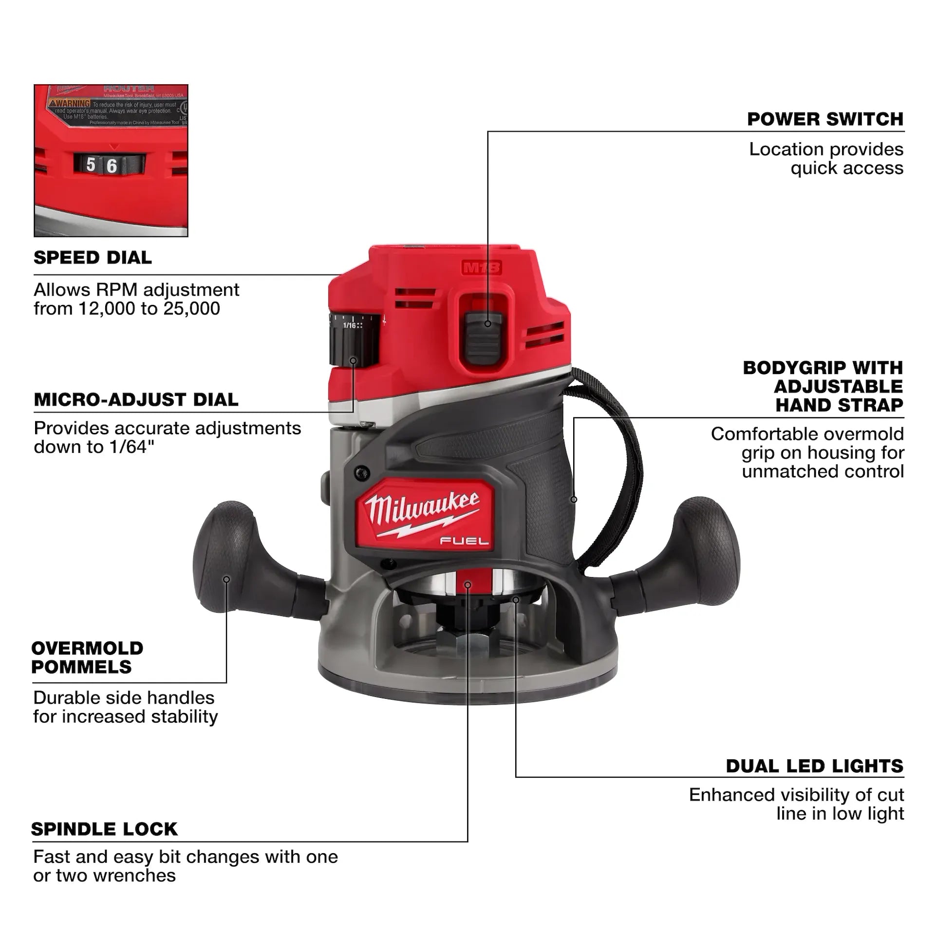 Milwaukee 2838-20 M18 FUEL 18V Lithium-Ion Brushless 1/2" Router (Open Box)