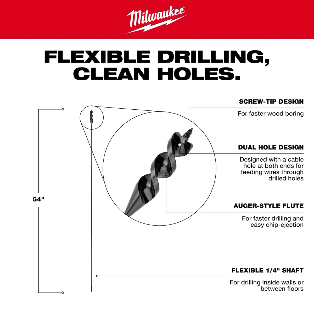 Milwaukee 48-13-8275 3/4 in. x 54 in. Cable Bit