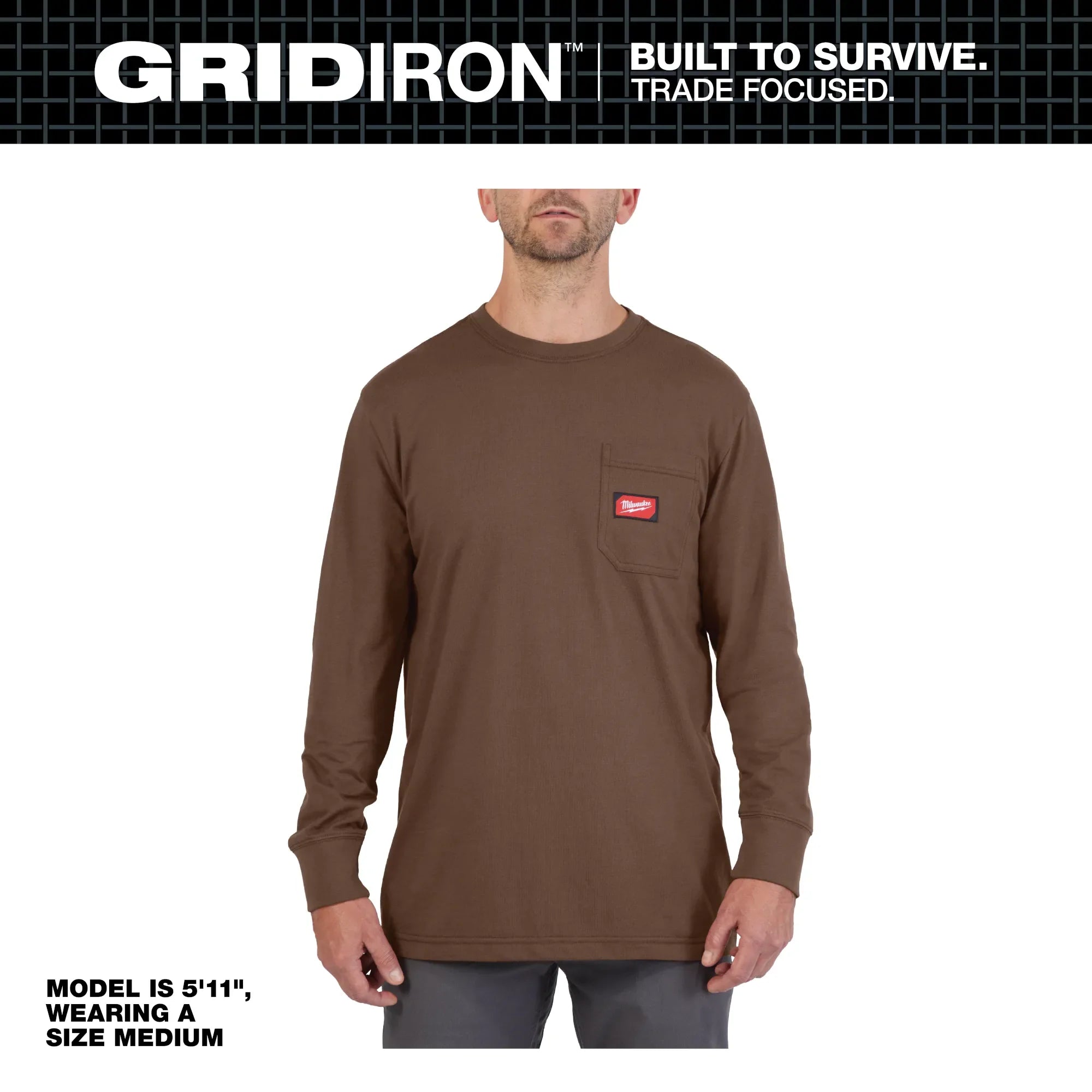 Milwaukee 606 Men's GRIDIRON Cotton/Polyester Long-Sleeve Pocket T-Shirt