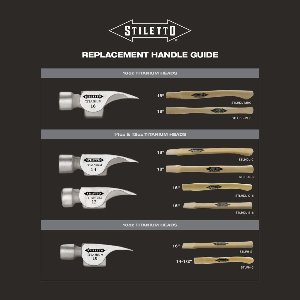 Stiletto STLHDL-C16 16 in. Curved Hickory Replacement Handle