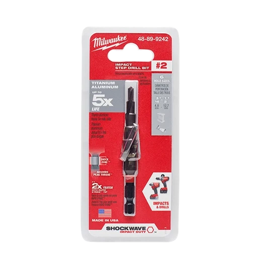 Milwaukee 48-89-9242 SHOCKWAVE Impact Duty Step Bit #2 3/16" - 1/2"