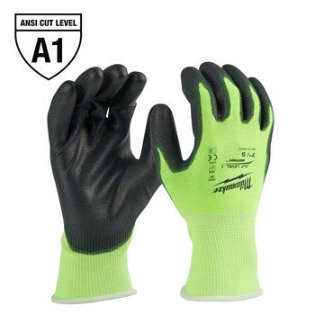 Milwaukee 48-73-8910 High Visibility Cut Level 1 Polyurethane Dipped Gloves - S