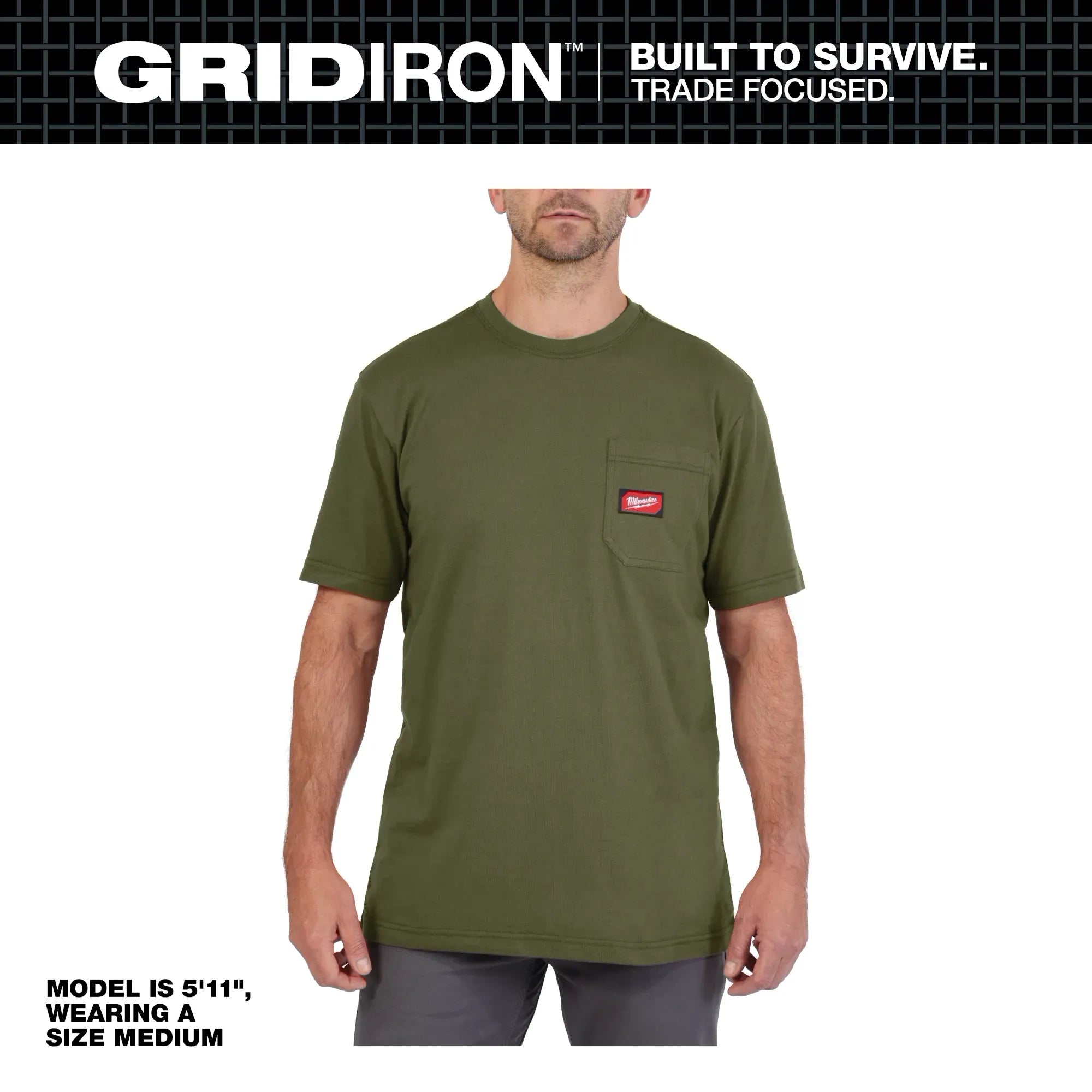 Milwaukee 605 Men's GRIDIRON Cotton/Polyester Short-Sleeve Pocket T-Shirt