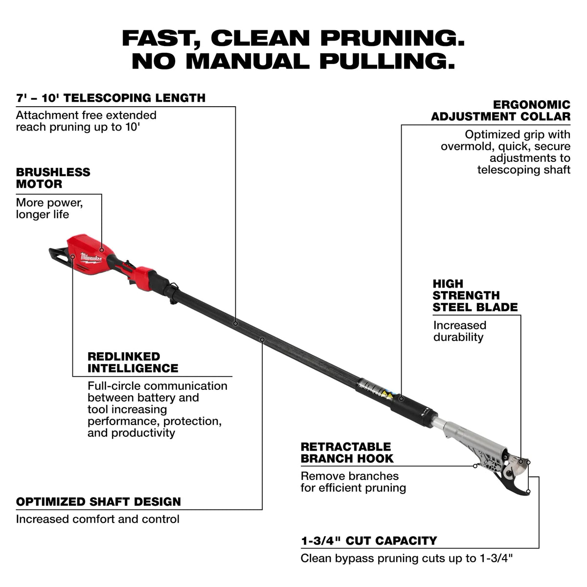 Milwaukee 3008-20 M18™ Brushless Telescoping Pole Pruning Shears