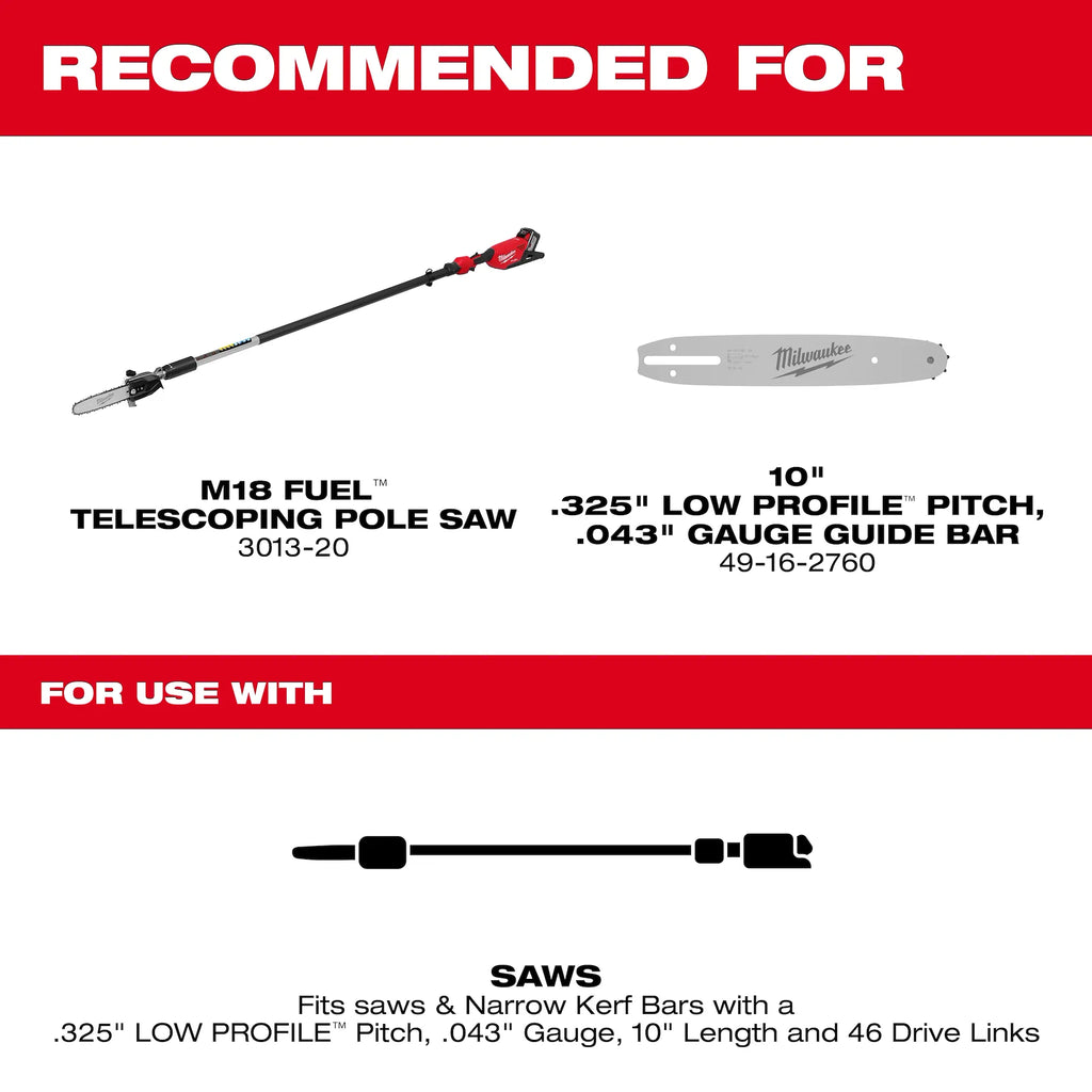 Milwaukee 49-16-2759 LOW PROFILE™ 10 in. Telescoping Pole Saw Chain