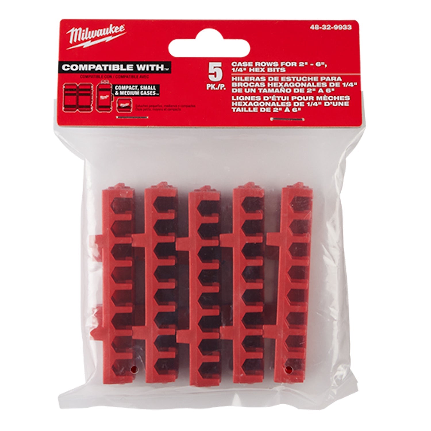 Milwaukee 48-32-9933 Small & Medium Case Rows for Impact Driver Accessories 5PK