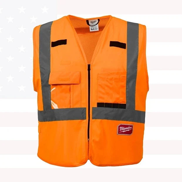 Milwaukee 48-73-5074 Class 2 High Visibility Orange Safety Vest - 4XL/5XL