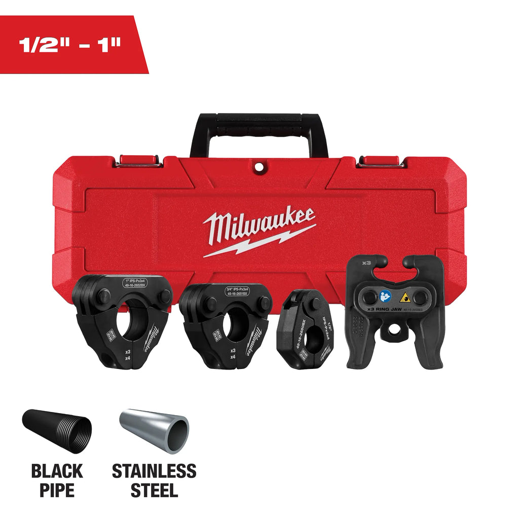 Milwaukee 49-16-2496X 1/2"-1" IPS-P Pivoting Press Ring Kit for M12 Press Tool