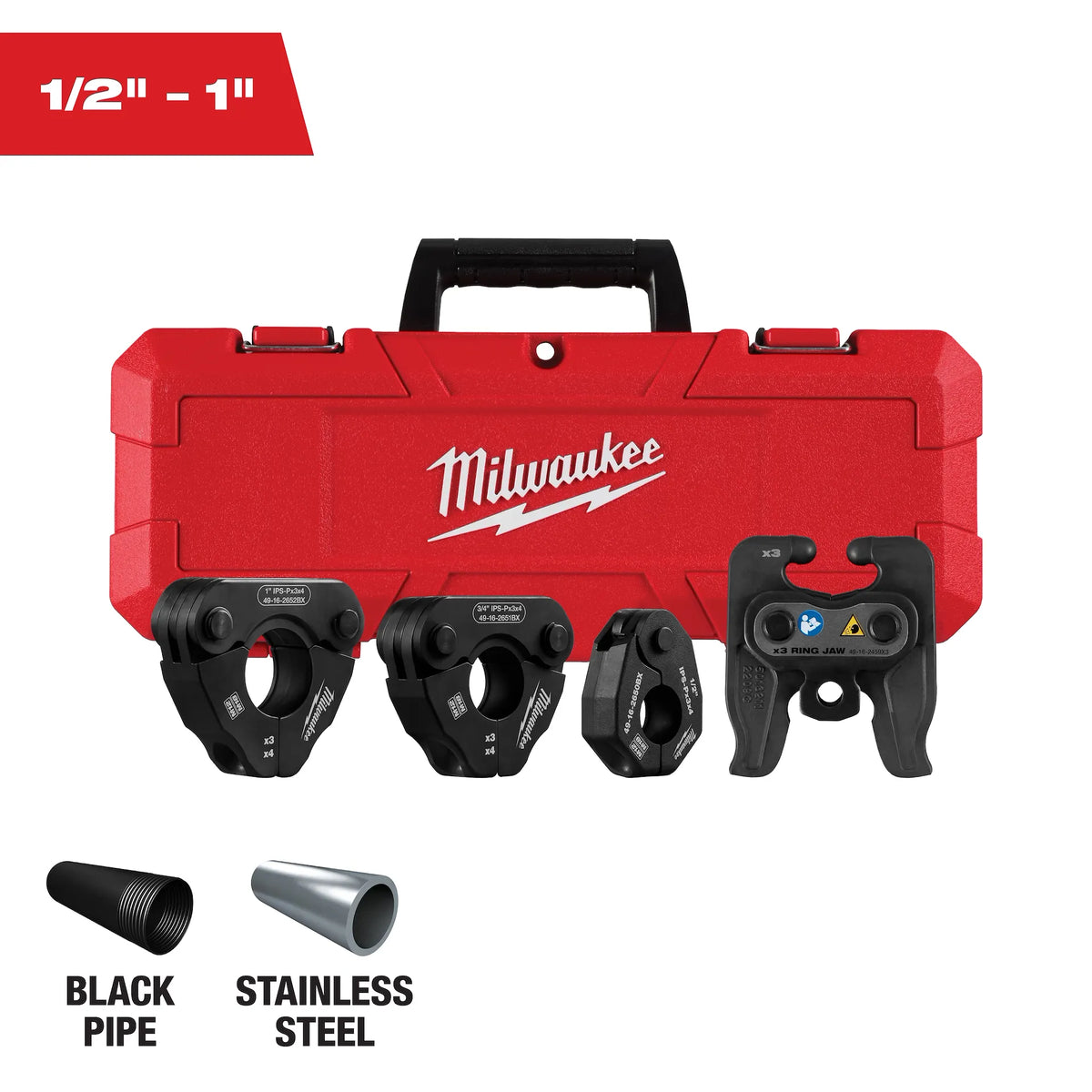 Milwaukee 49-16-2496X 1/2"-1" IPS-P Pivoting Press Ring Kit for M12 Press Tool
