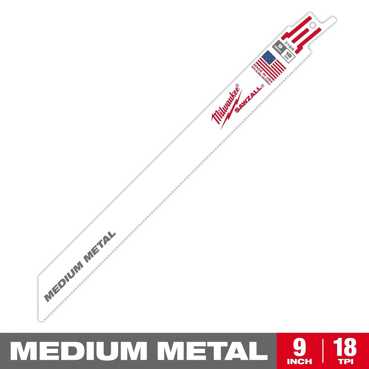 Milwaukee 48-01-7188 9 in. 18 TPI Thin Kerf SAWZALL Blades 100PK