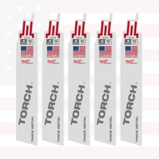 Milwaukee 48-00-8712 6" 10 TPI TORCH SAWZALL Blade for Thick Metal (25 PK)