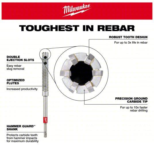 Milwaukee 48-20-6700 3/8 in. X 8 in. L Carbide Rebar Cutter SDS-Plus Shank