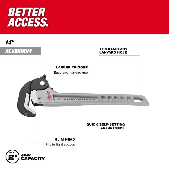 Milwaukee 48-22-7414 14 in. Self-Adjusting Aluminum Pipe Wrench