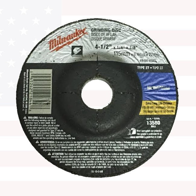 Milwaukee 49-94-4580 4-1/2 x 1/4 x 7/8 Type-27 Grinding Wheel
