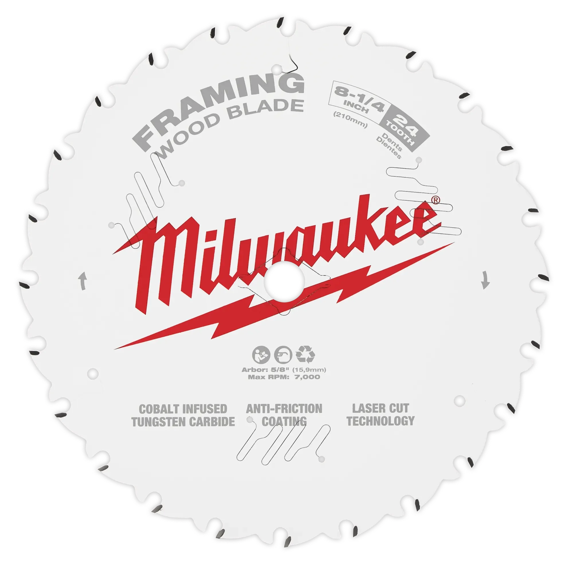 Milwaukee 48-40-0820 8-1/4" 24T Framing Circular Saw Blade