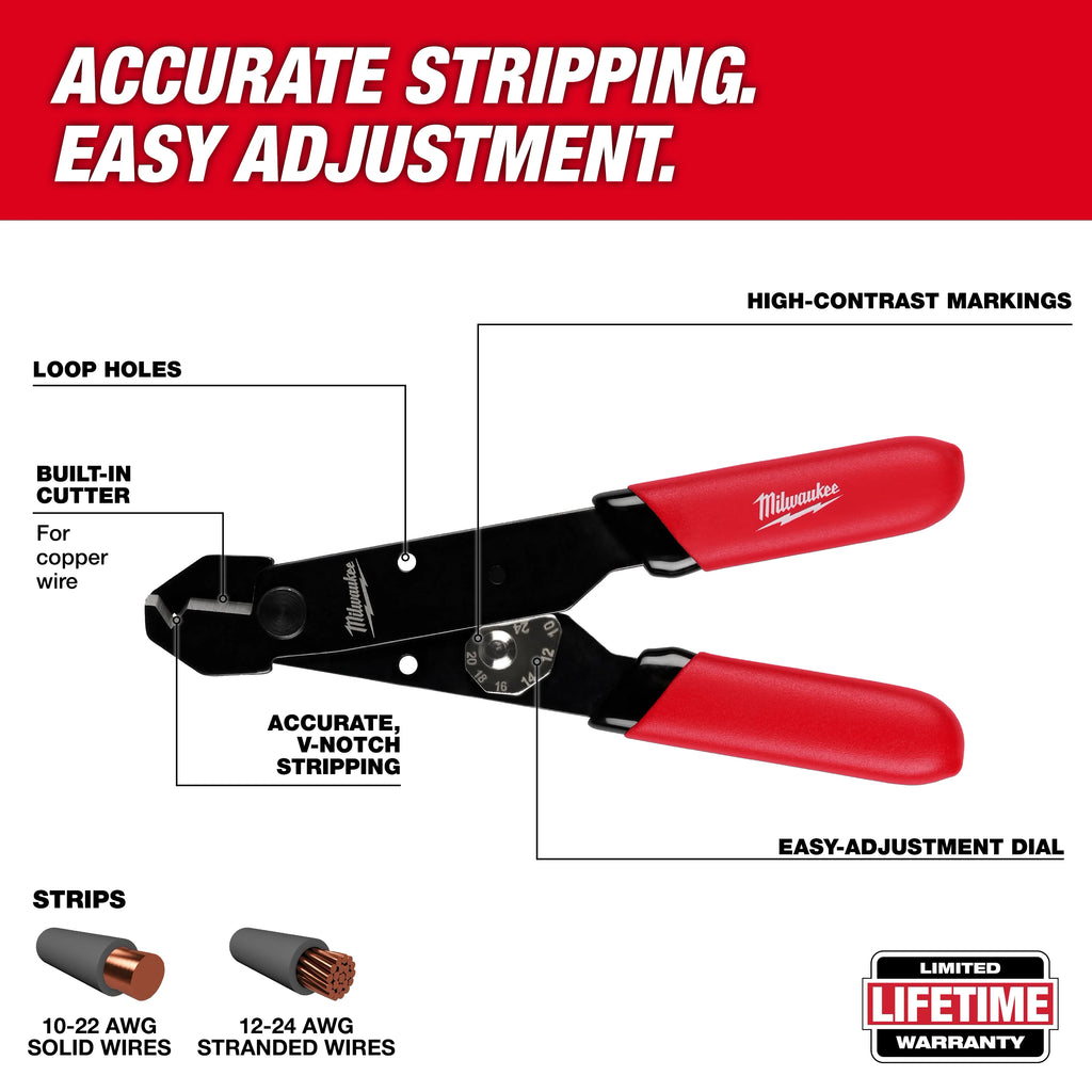 Milwaukee 48-22-3040 10-24 AWG Compact Wire Stripper & Cutter (Open Box)