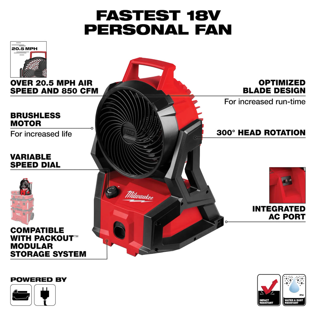 Milwaukee 0818-20 M18™ Brushless PACKOUT™ Fan (Tool Only)
