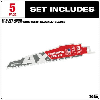 Milwaukee 48-00-5521 5PC THE AX with CARBIDE TEETH 5T 6L