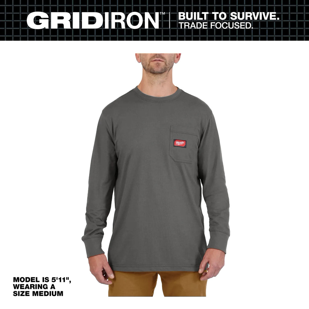 Milwaukee 606 Men's GRIDIRON Cotton/Polyester Long-Sleeve Pocket T-Shirt