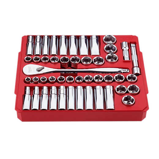 Milwaukee 48-22-9010 47pc 1/2" Drive Metric & SAE Ratchet & 4 FLAT Side Sockets