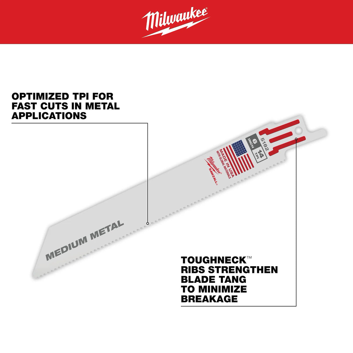 Milwaukee 48-01-6189 12 in. 18 TPI Thin Kerf SAWZALL Blades 50CT