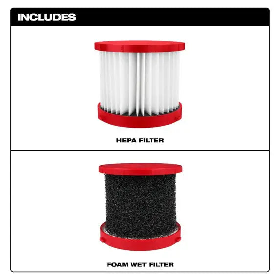 Milwaukee 49-90-1900HW 2 Piece HEPA and Foam Wet Filter Kit