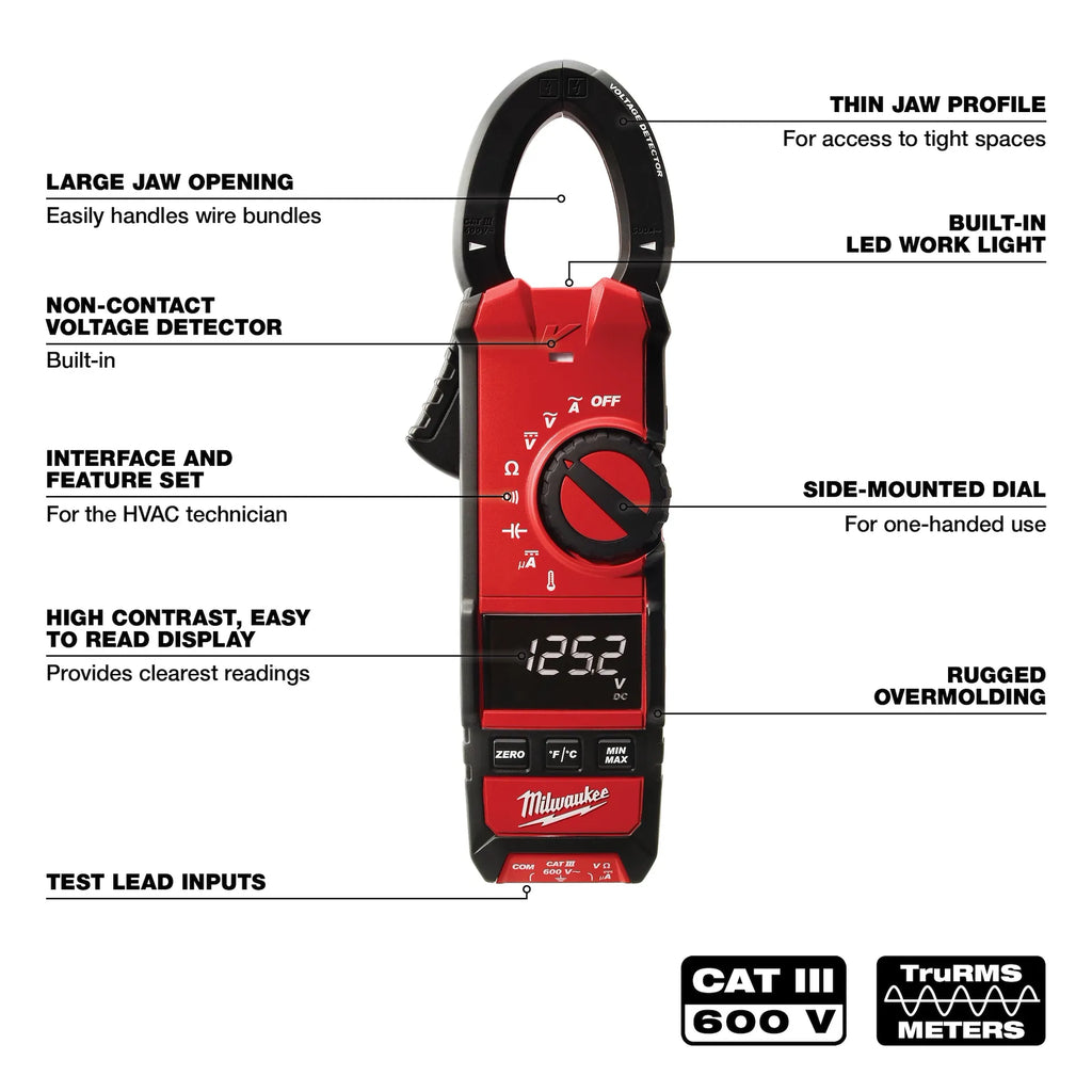 Milwaukee 2236-20 Digital Clamp Meter for HVAC/R (Open Box)