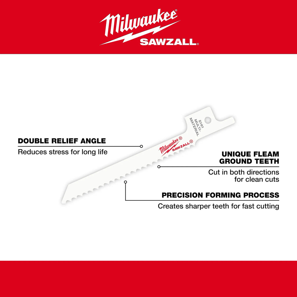 Milwaukee 48-00-5163 3-5/8" 18 TPI SAWZALL® Blade for Metal Scroll