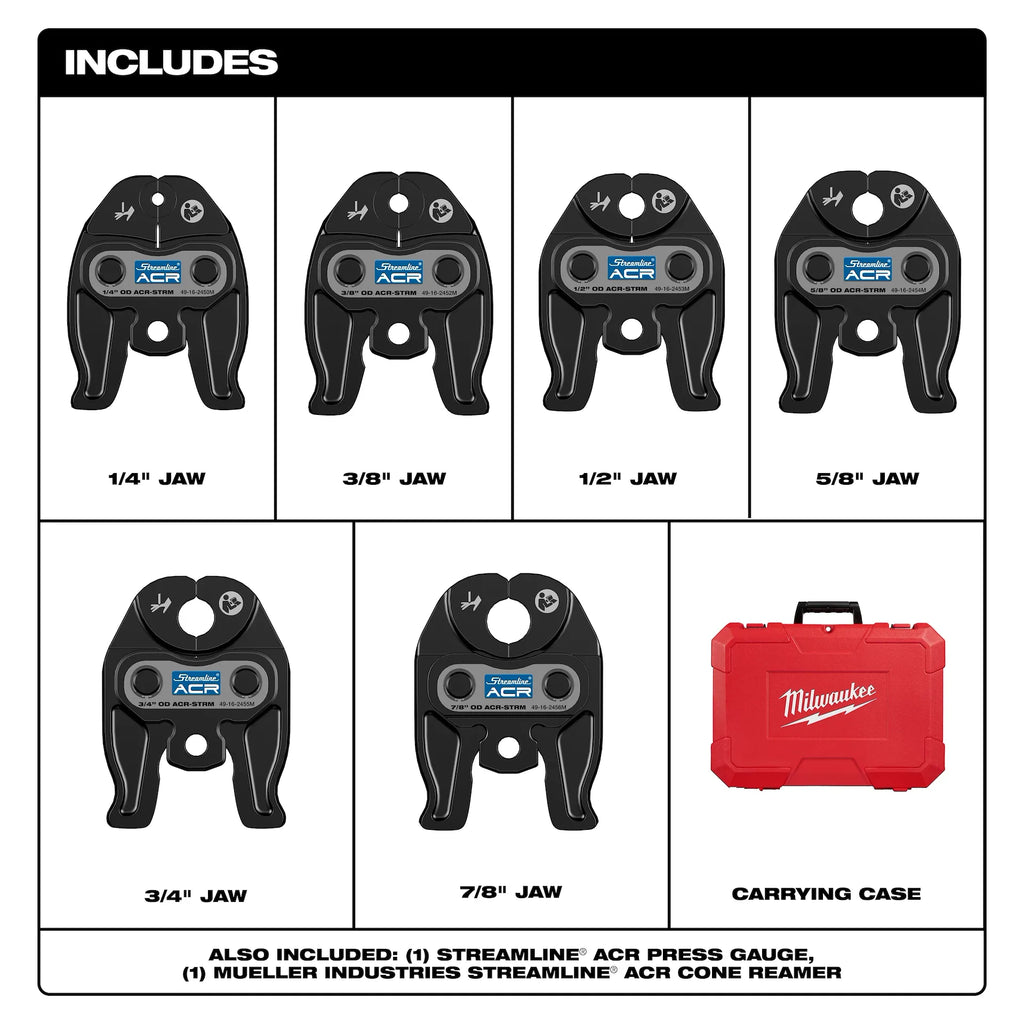 Milwaukee 49-16-2461M 1/4" - 7/8" Streamline-ACR Jaws Kit for M12 FORCE Press