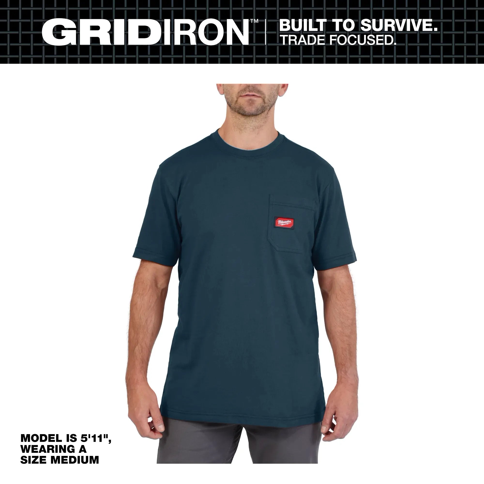 Milwaukee 605 Men's GRIDIRON Cotton/Polyester Short-Sleeve Pocket T-Shirt