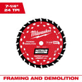 Milwaukee 48-40-0750 7-1/4” 24T Carbide Framing & Demolition Circular Saw Blade