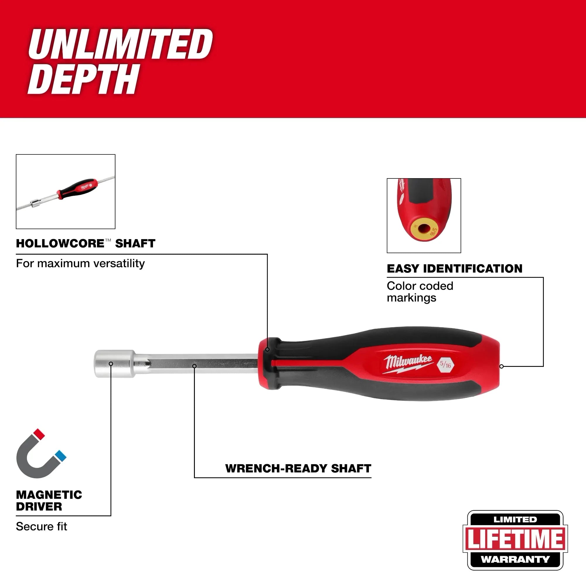 Milwaukee 48-22-2552 5/16" HollowCore™ Magnetic Nut Driver