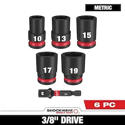 Milwaukee 49-66-7036 SHCKWAVE 3/8"Drive M&S 6PT Impact Socket Set 6PC (Open Box)