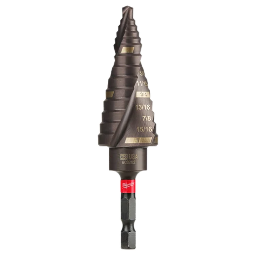 Milwaukee 48-89-9248 SHOCKWAVE 1/8" - 1" #8 Impact-Rated Titanium Step Drill Bit