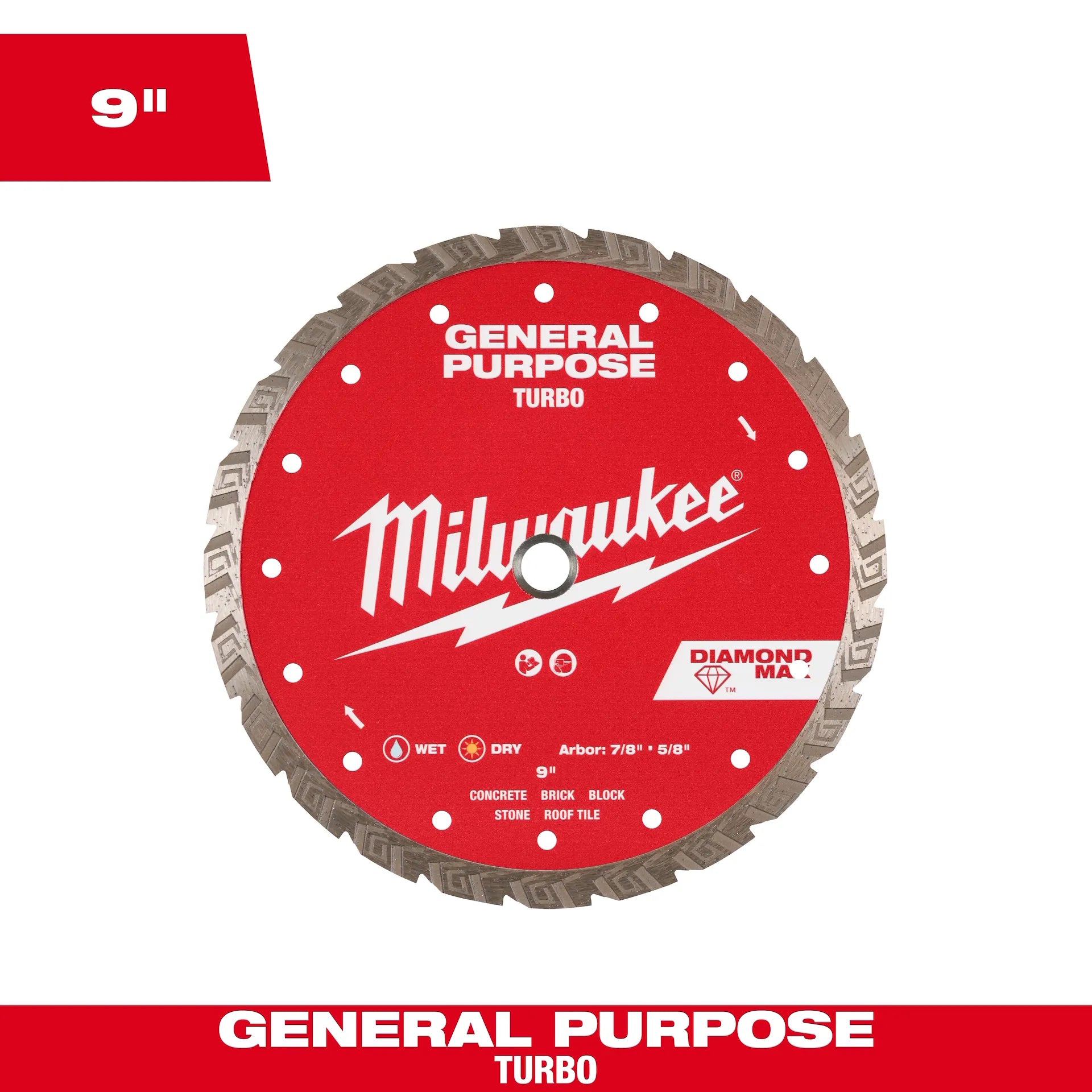 Milwaukee 49-93-9109 9" DIAMOND MAX™ Turbo, General Purpose Diamond Blade