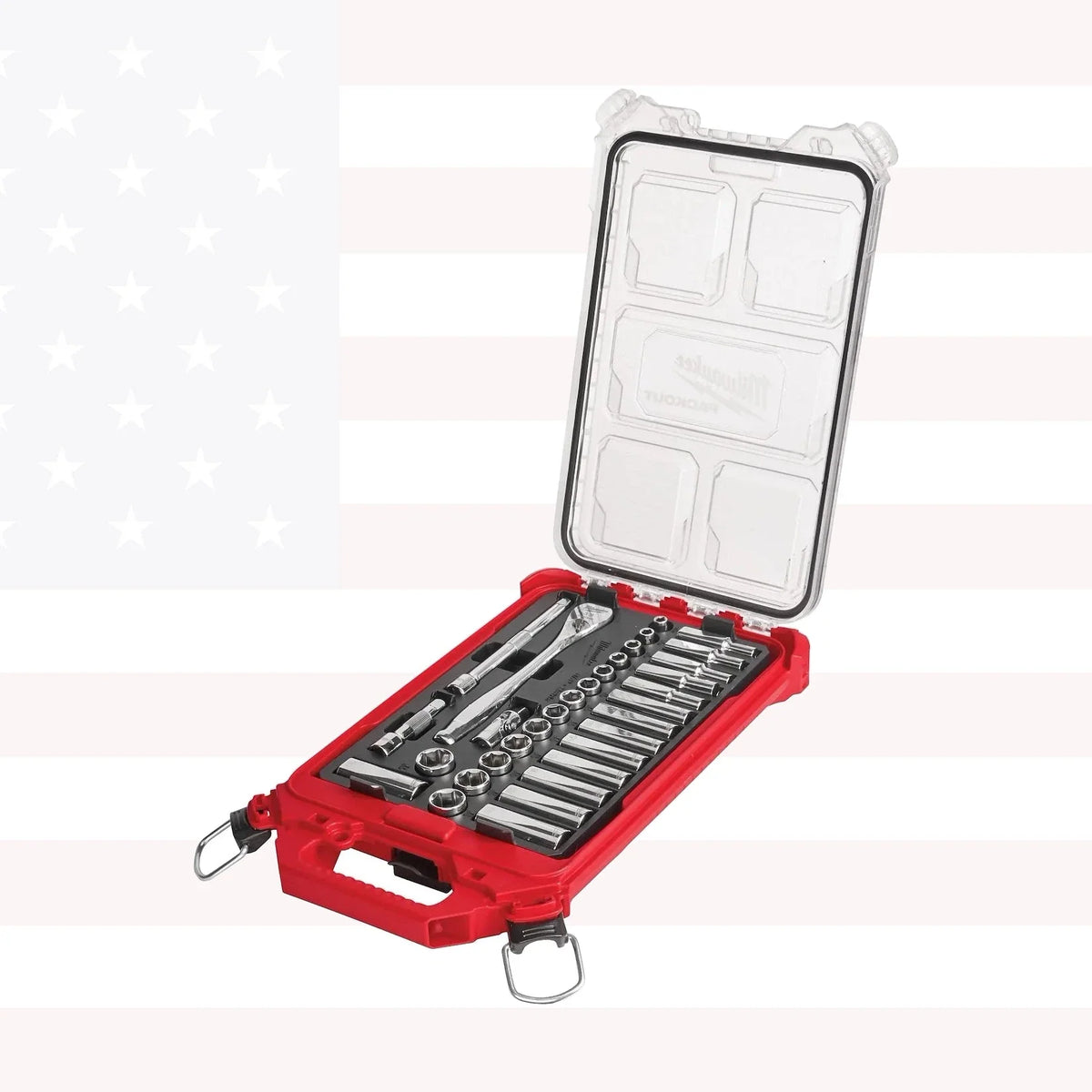 Milwaukee 48-22-9482 32pc 3/8" Metric Ratchet and Socket Set with PACKOUT Low-Profile Compact Organizer