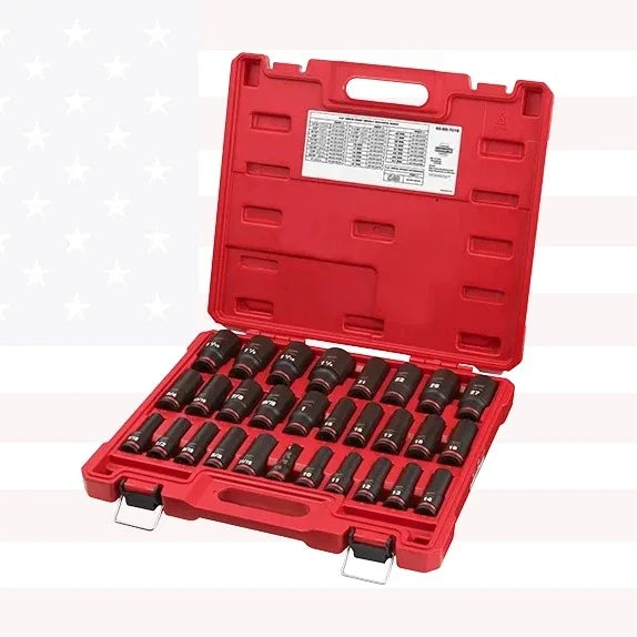Milwaukee 49-66-7016 29PC SHOCKWAVE Impact Duty 1/2" Drive SAE & Metric Deep 6 Point Socket Set