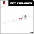 Milwaukee 48-00-5052 5PC SAWZALL 5" 6 TPI Plaster Blades