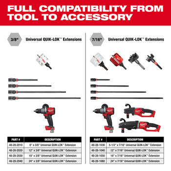 Milwaukee 48-28-2010 6" x 3/8" Universal QUIK-LOK™ Extension