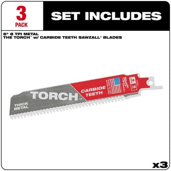 Milwaukee 48-00-5301 3PC 6" 8TPI The TORCH with CARBIDE TEETH