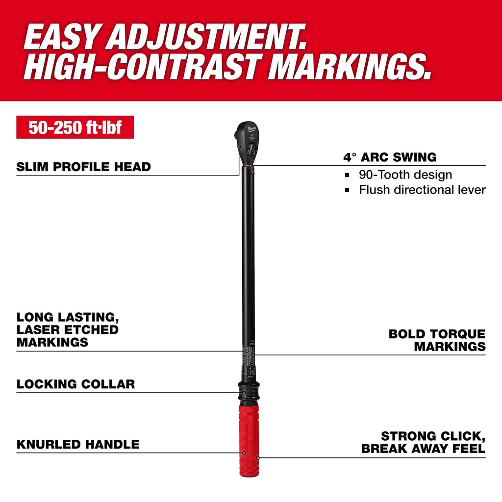 Milwaukee 48-22-9203 1/2 in. Drive 50-250 ft./lbs. Click Torque Wrench