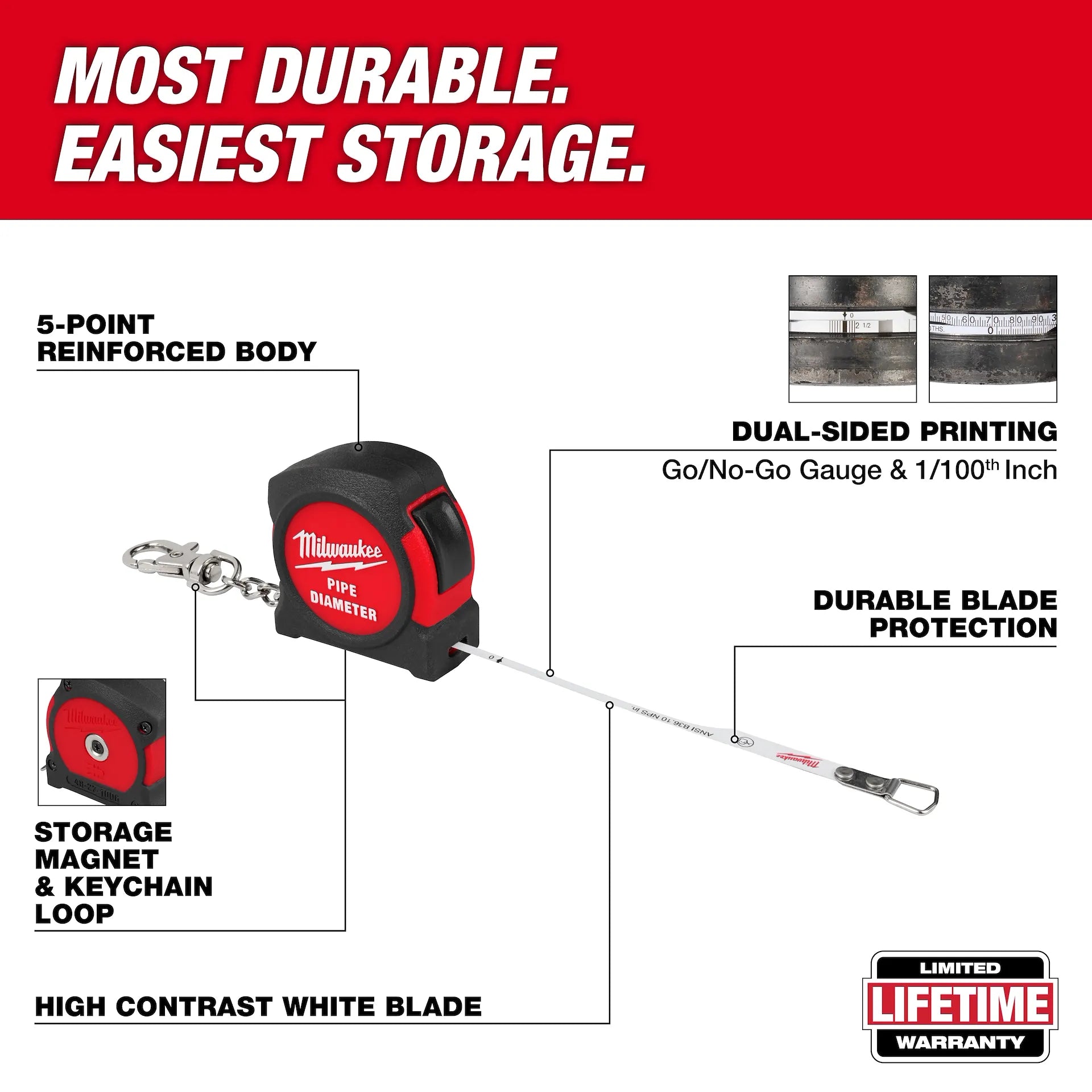 Milwaukee 48-22-1006 6.5 ft. Pipe Diameter Tape Measure