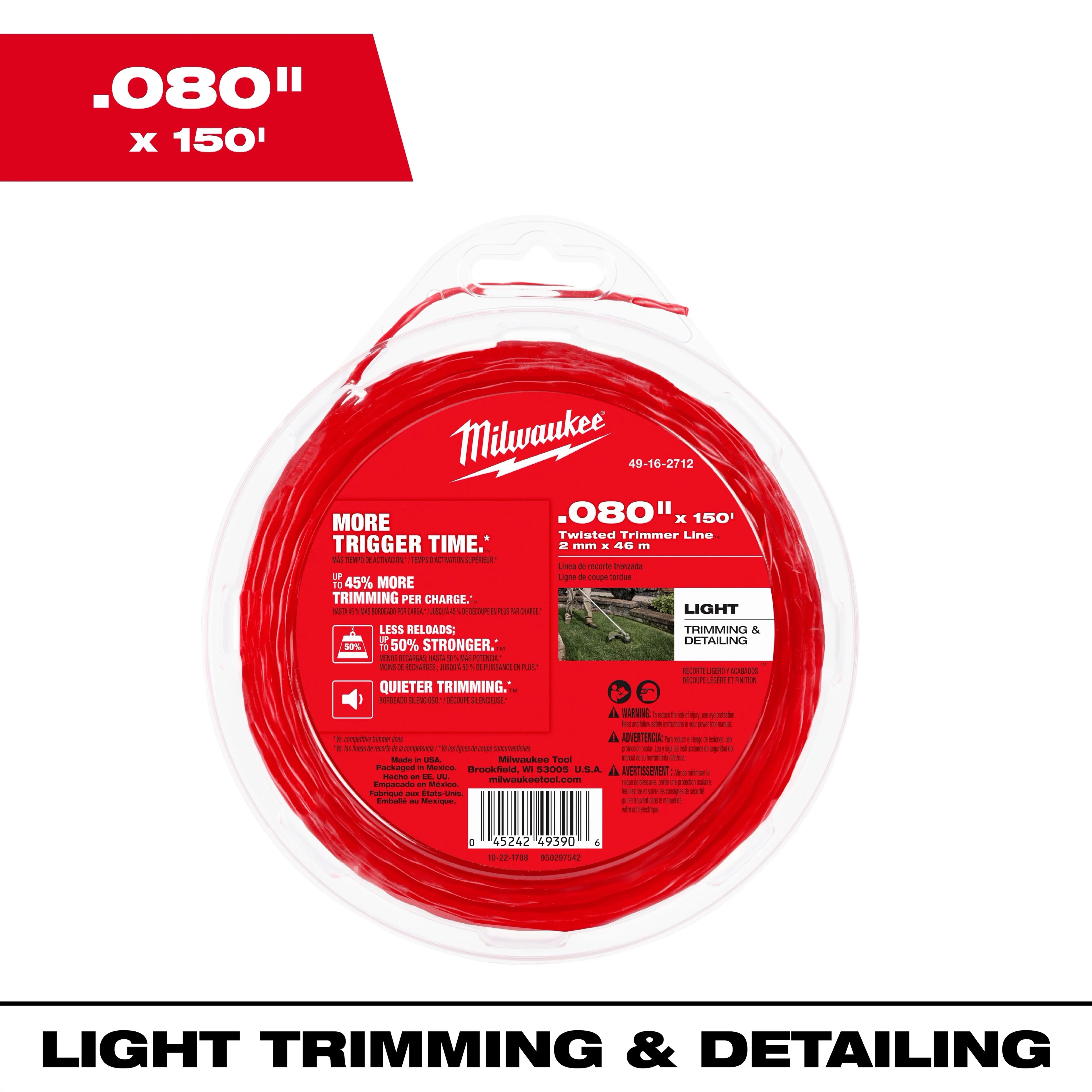 Milwaukee 49-16-2712 .080" x 150’ Twisted Trimmer Line